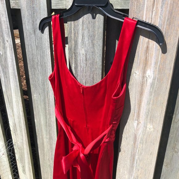 Prom/Formal red dress scoop neckline back tie - Picture 5 of 10